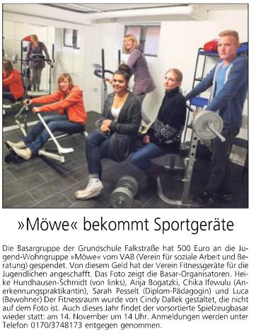 Wohngruppe MöWe erhielt neue Sportgeräte für den Fitnessraum